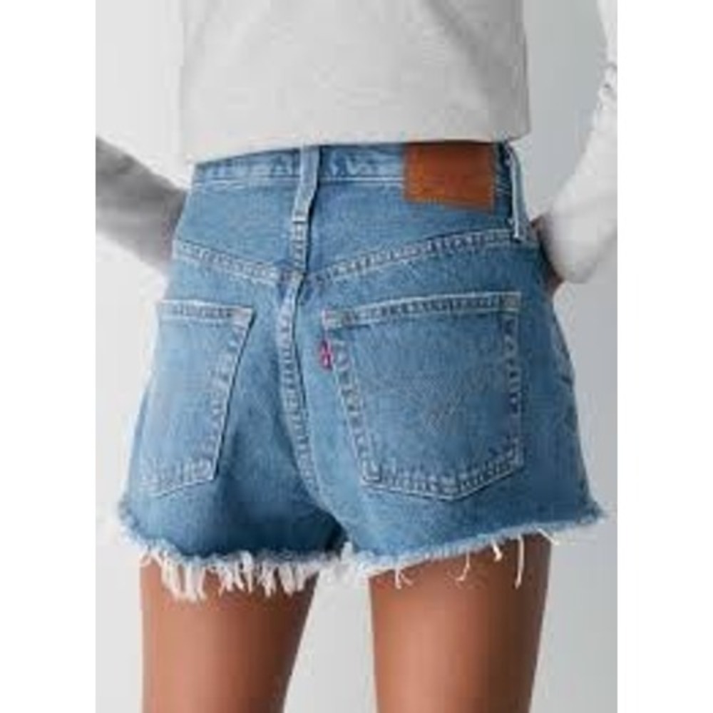 Levi's Denim Shorts Women 28 Blue 501 Original Distressed Cut‎ Off High Rise